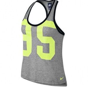 Nike Women's Prep Graphic Tank Top Gray Yellow Size Medium